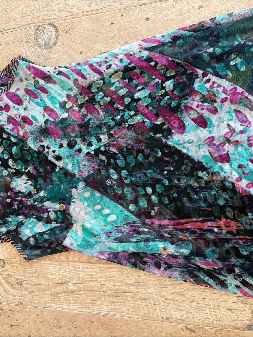 ANAC by Kimi Printed Cap Sleeve Dress in Teal and Pink M - Picture 8 of 8